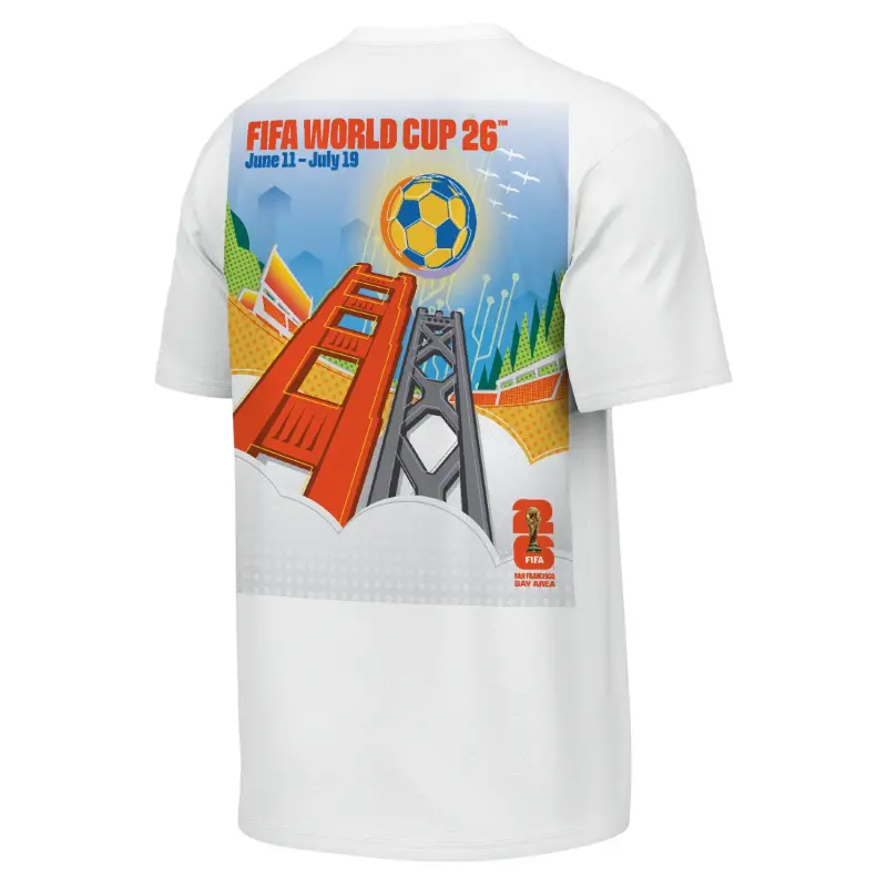 Canada Soccer Shirts Store – 2026 World Cup San Francisco Bay Area Poster White T-Shirt – Unisex Football Shirts Range
