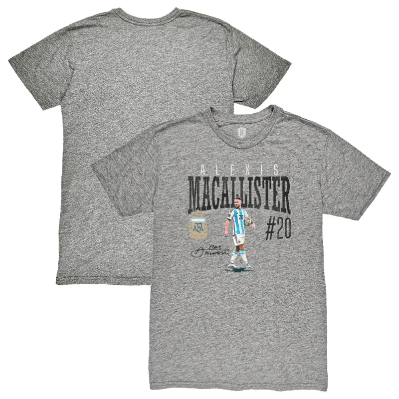 Canada Soccer Shirts Store – Alexis Mac Allister Argentina National Team 1863FC Snapshot Tri-Blend T-Shirt – Heather Gray Football Shirts Range