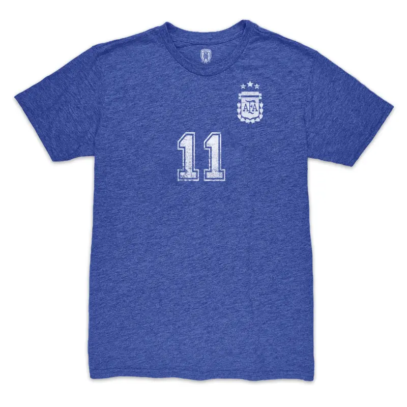 Canada Soccer Shirts Store – Angel Di Maria Argentina National Team 1863FC Retro Player Tri-Blend T-Shirt – Blue Football Shirts Range