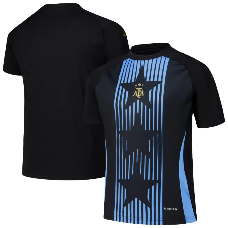 Canada Soccer Shirts Store – Argentina National Team Adidas Youth 2024 Pre-Match Top – Black Football Shirts Range