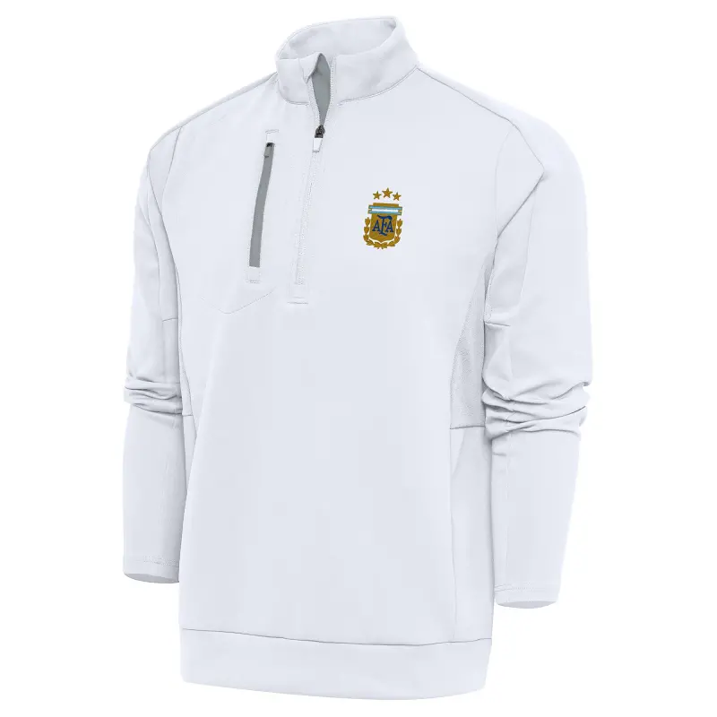 Canada Soccer Shirts Store – Argentina National Team Antigua Generation Quarter-Zip Pullover Top – White Football Shirts Range