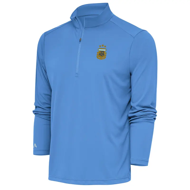 Canada Soccer Shirts Store – Argentina National Team Antigua Tribute Quarter-Zip Pullover Top – Powder Blue Football Shirts Range