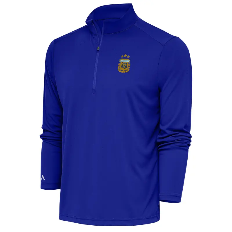 Canada Soccer Shirts Store – Argentina National Team Antigua Tribute Quarter-Zip Pullover Top – Royal Football Shirts Range
