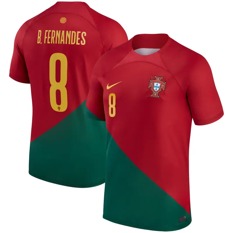 Canada Soccer Shirts Store – Bruno Fernandes Portugal National Team Nike 2022/23 Home Breathe Stadium Replica Player Jersey – Red Football Shirts Range