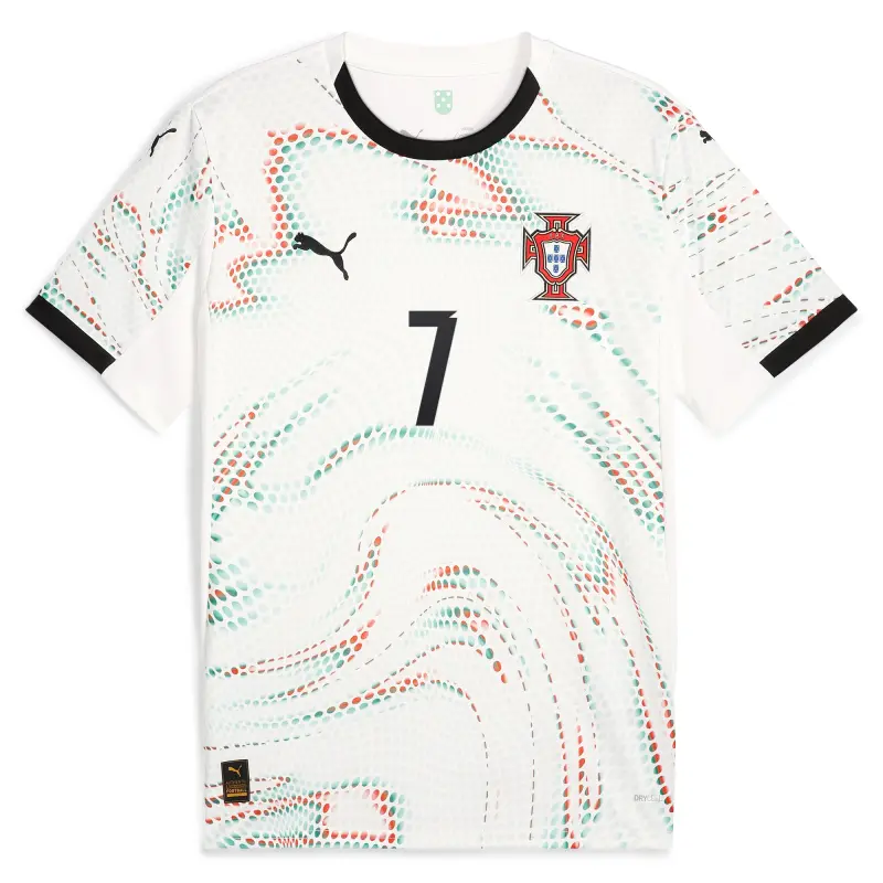Canada Soccer Shirts Store – Cristiano Ronaldo Portugal National Team Puma 2025 Away Replica Jersey – White Football Shirts Range