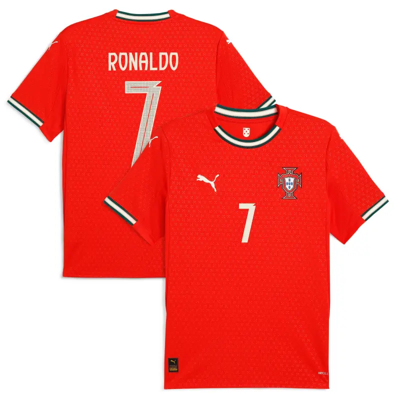 Canada Soccer Shirts Store – Cristiano Ronaldo Portugal National Team Puma 2025 Home Replica Jersey – Red Football Shirts Range