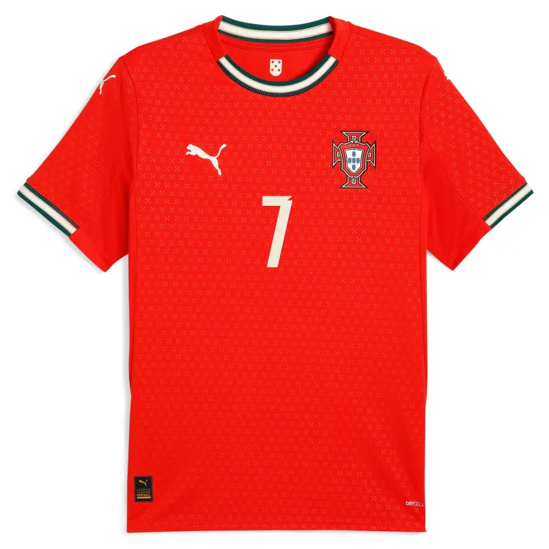 Canada Soccer Shirts Store – Cristiano Ronaldo Portugal National Team Puma 2025 Home Replica Jersey – Red Football Shirts Range
