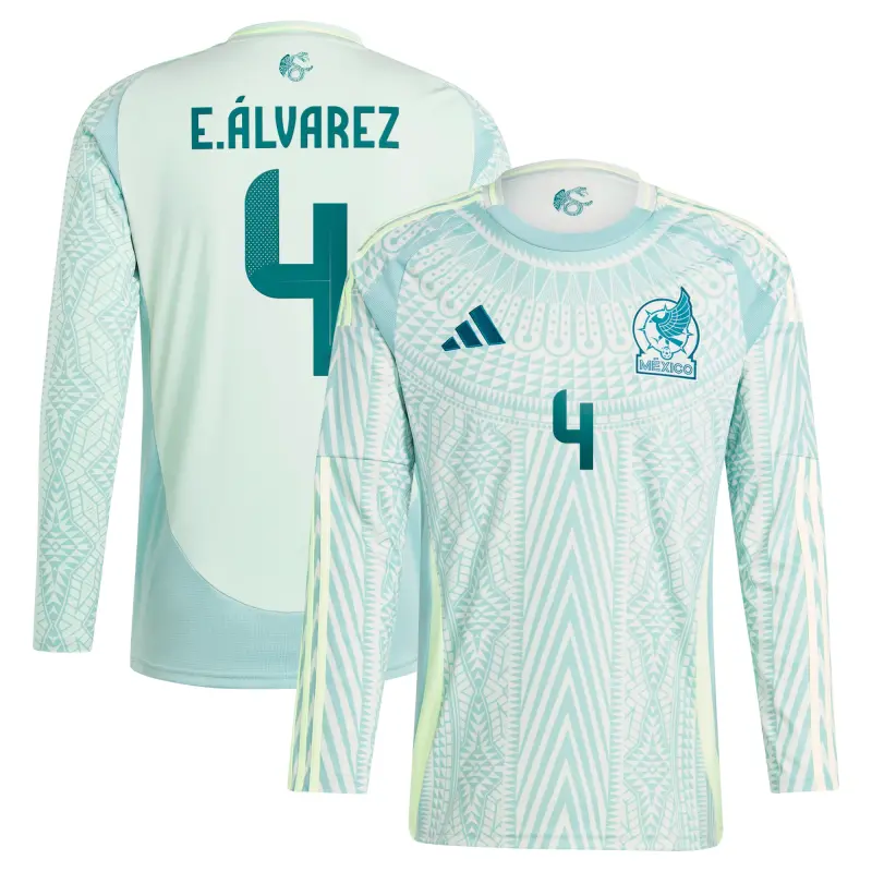 Canada Soccer Shirts Store – Edson Alvarez Mexico National Team adidas 2024 Away Replica Player Long Sleeve Jersey – Green Football Shirts Range