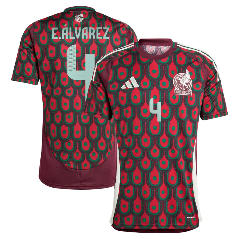 Canada Soccer Shirts Store – Edson Alvarez Mexico National Team adidas 2024 Home Replica Player Jersey – Burgundy Football Shirts Range
