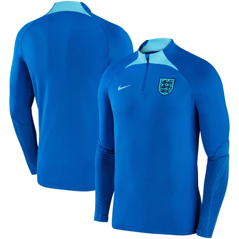 Canada Soccer Shirts Store – England National Team Nike 2022 Strike Drill Performance Raglan Quarter-Zip Long Sleeve Top – Blue Football Shirts Range