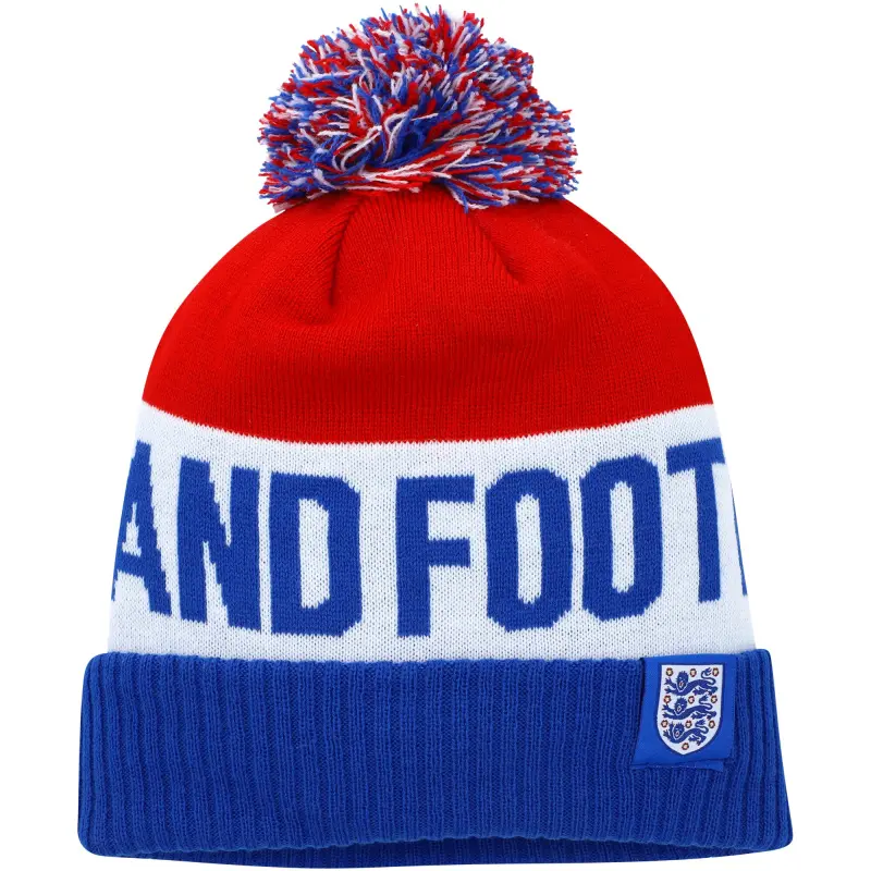 Canada Soccer Shirts Store – England National Team Nike Classic Stripe Cuffed Knit Hat with Pom – Blue/Red Football Shirts Range