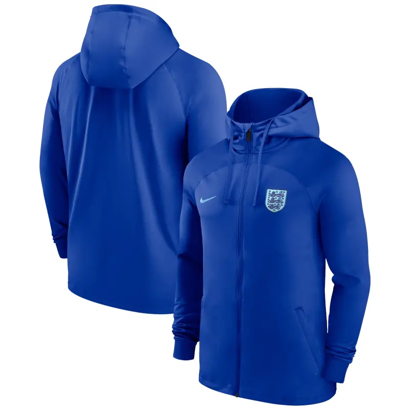 Canada Soccer Shirts Store – England National Team Nike Strike Raglan Hoodie Full-Zip Track Jacket – Blue Football Shirts Range