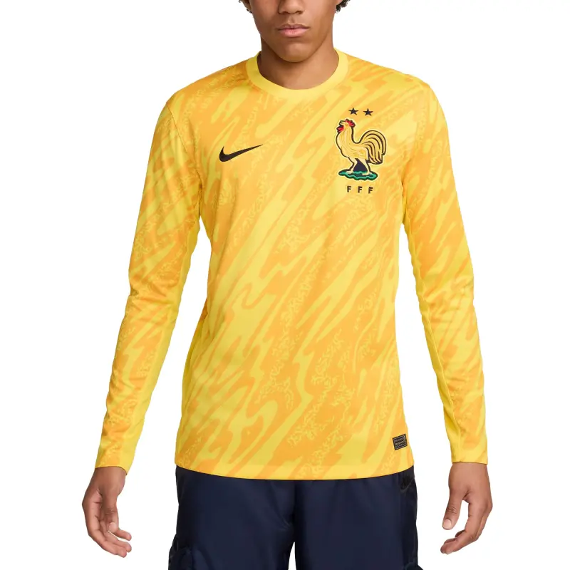 Canada Soccer Shirts Store – France National Team Nike 2024 Goalkeeper Replica Stadium Long Sleeve Jersey – Yellow Football Shirts Range