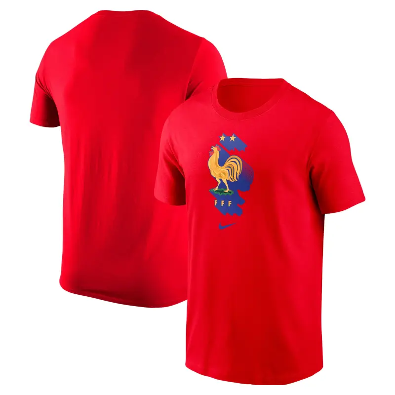 Canada Soccer Shirts Store – France National Team Nike Crest Core T-Shirt – Red Football Shirts Range