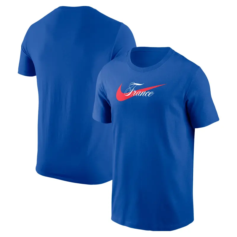 Canada Soccer Shirts Store – France National Team Nike Team Wordmark Swoosh Core T-Shirt – Royal Football Shirts Range