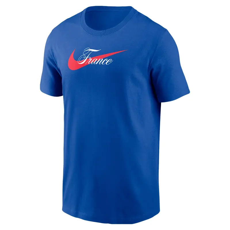 Canada Soccer Shirts Store – France National Team Nike Team Wordmark Swoosh Core T-Shirt – Royal Football Shirts Range