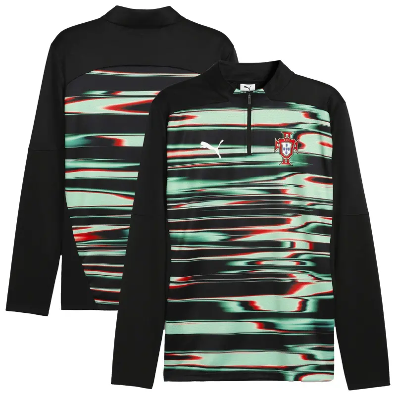 Canada Soccer Shirts Store – Portugal National Team Puma 2025 Pre-Match Quarter-Zip Top – Black Football Shirts Range