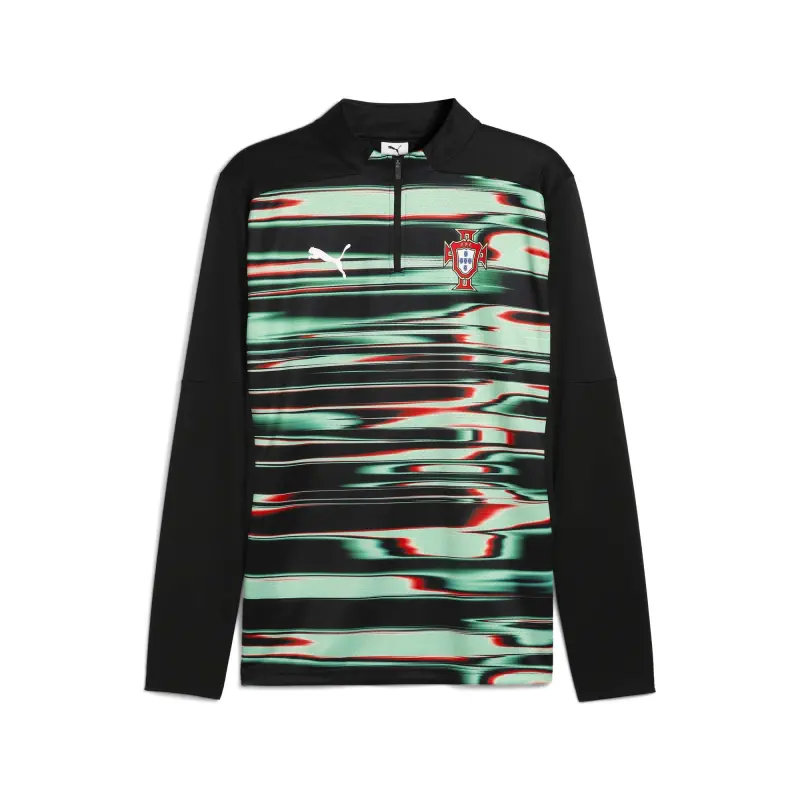 Canada Soccer Shirts Store – Portugal National Team Puma 2025 Pre-Match Quarter-Zip Top – Black Football Shirts Range