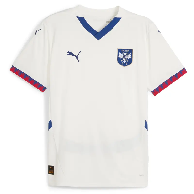Canada Soccer Shirts Store – Serbia National Team Puma 2024 Away Replica Jersey – White Football Shirts Range