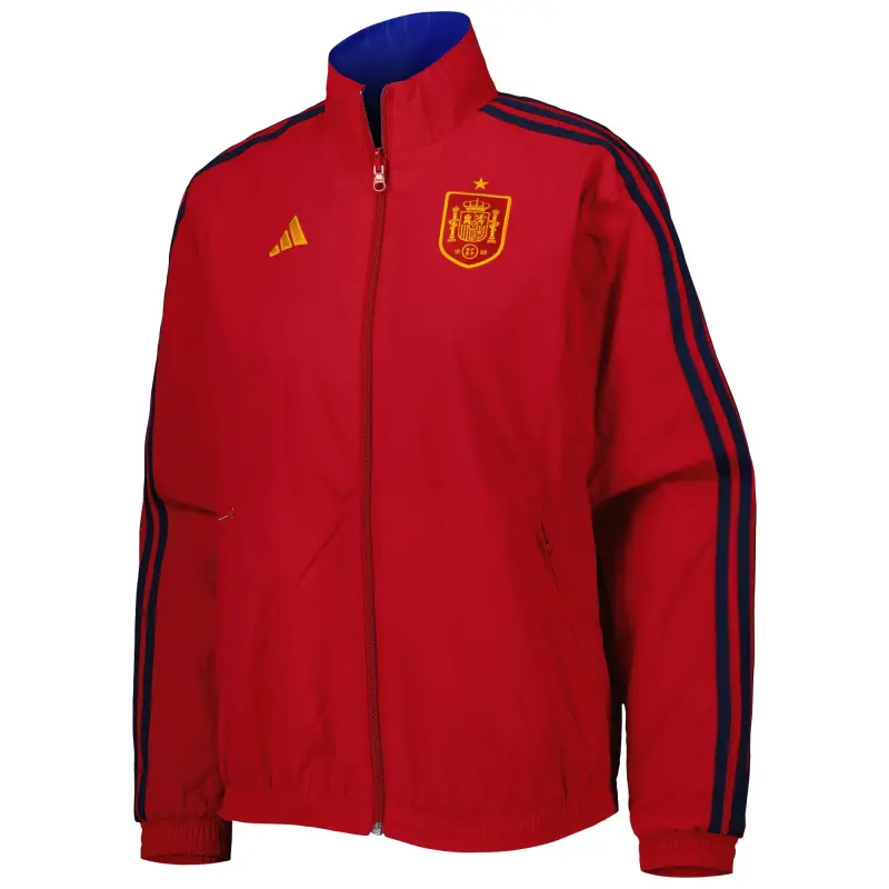 Canada Soccer Shirts Store – Spain National Team adidas Women’s Anthem AEROREADY Reversible Full-Zip Jacket – Red/Blue Football Shirts Range